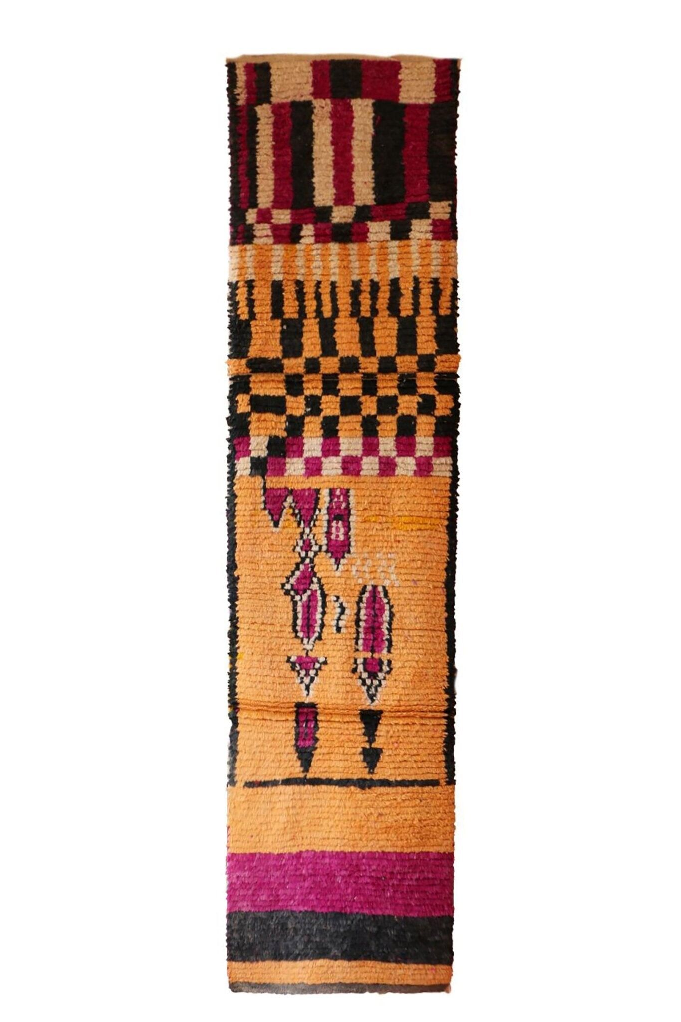 Alfombra de pasillo de pura lana bereber 74 x 296 cm