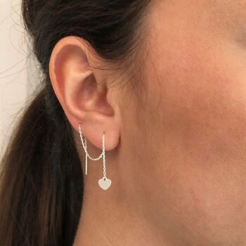 Boucles d'oreilles cœur dépareillées à enfiler en or rose 5