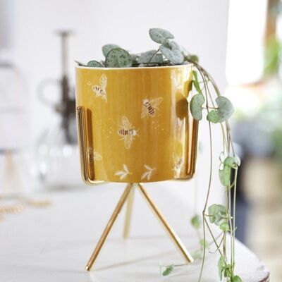 Yellow Bee Planter with Stand