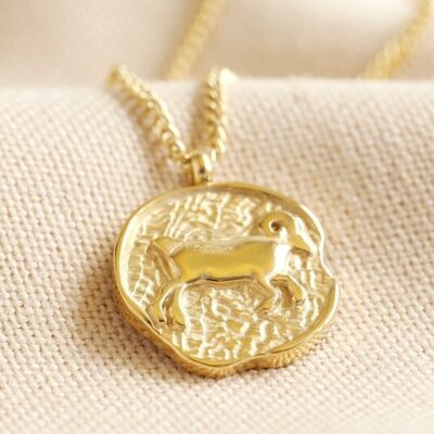 Collar con colgante de Aries de acero inoxidable dorado