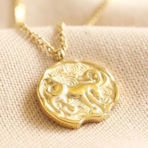 Gold Stainless Steel Capricorn Pendant Necklace