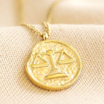 Gold Stainless Steel Libra Pendant Necklace