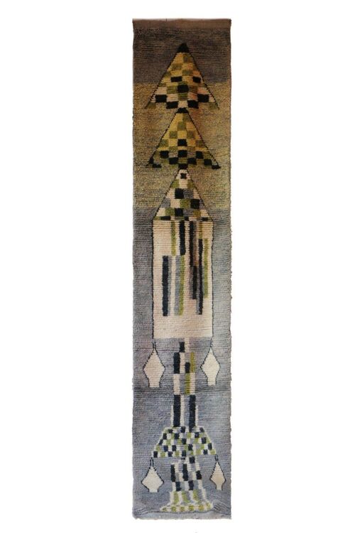 Tapis de couloir Berbere marocain pure laine 73 x 384 cm