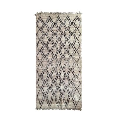Alfombra de pasillo bereber marroquí de pura lana 96 x 220 cm