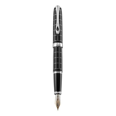 Penna stilografica Excellence A plus Rhomb nero lapis guilloché cromo 14 ct