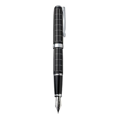 Penna stilografica Excellence A plus Rhomb guilloché cromo nero lapis