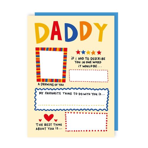 Cute Write Your Own Personalised Fathers Day Card Pack of 6