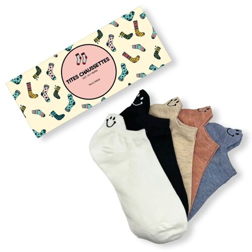 Chaussettes Languette Happy (Lot x5)