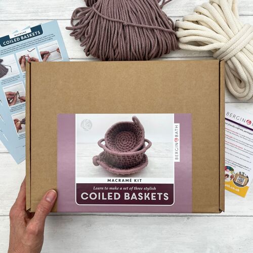 Macrame Kit, Baskets - Mauve - Learn to make a set of three stylish baskets