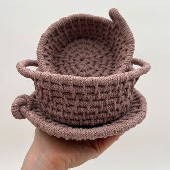 Kit Macramé, Paniers - Mauve - Apprenez à réaliser un ensemble de trois paniers élégants 2