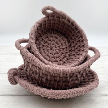 Kit Macramé, Paniers - Mauve - Apprenez à réaliser un ensemble de trois paniers élégants 10