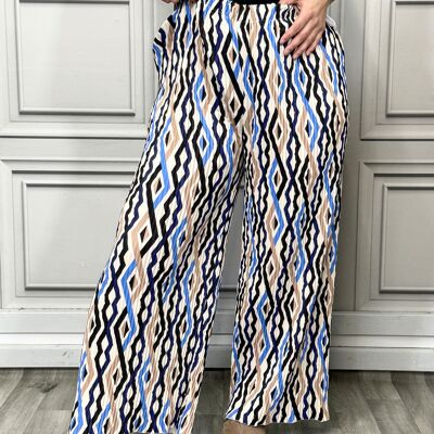 Superdehnbare Bundfaltenhose mit buntem Print