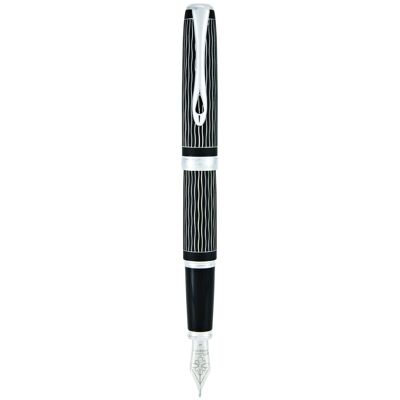 Stylo Plume Excellence A plus Wave guilloché lapis noir chrome