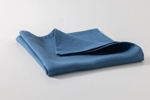 serviettes de table bleu mer fabriquée en France 100% lin