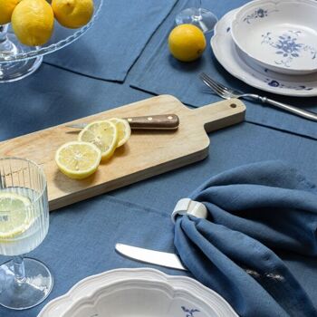 serviettes de table bleu mer fabriquée en France 100% lin 3