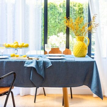 serviettes de table bleu mer fabriquée en France 100% lin 4