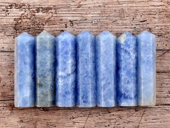 Lot de 5 pièces de cristal de tour de calcite bleue (90 mm) 2