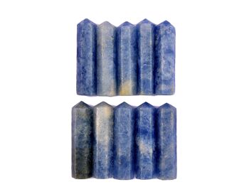 Lot de 5 pièces de cristal de tour de calcite bleue (90 mm) 3