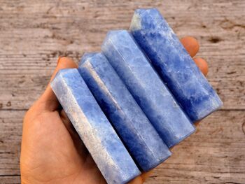 Lot de 5 pièces de cristal de tour de calcite bleue (90 mm) 4