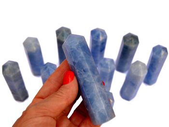 Lot de 5 pièces de cristal de tour de calcite bleue (90 mm) 5