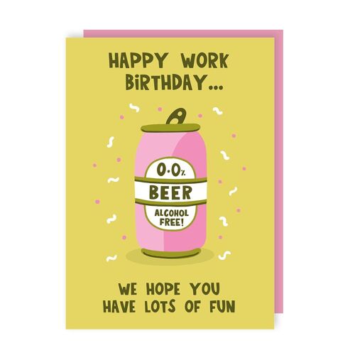 Funny Alcohol Free Work Birthday Card Pack of 6