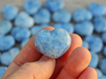 Mini cœur en cristal de calcite bleue (30 mm) 2
