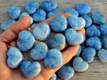 Lot de 10 mini cœurs en cristal de calcite bleue (30 mm) 1