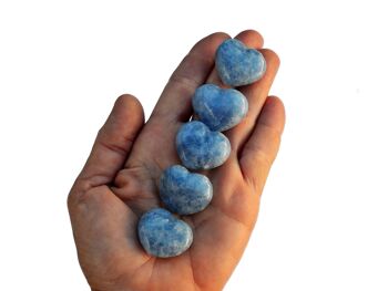 Lot de 10 mini cœurs en cristal de calcite bleue (30 mm) 2