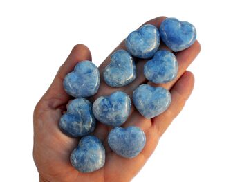 Lot de 10 mini cœurs en cristal de calcite bleue (30 mm) 6