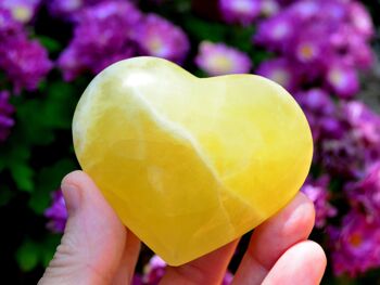Cristal de cœur de calcite citronnée (50 mm - 80 mm) 4