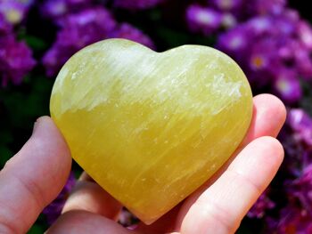 Cristal de cœur de calcite citronnée (50 mm - 80 mm) 9