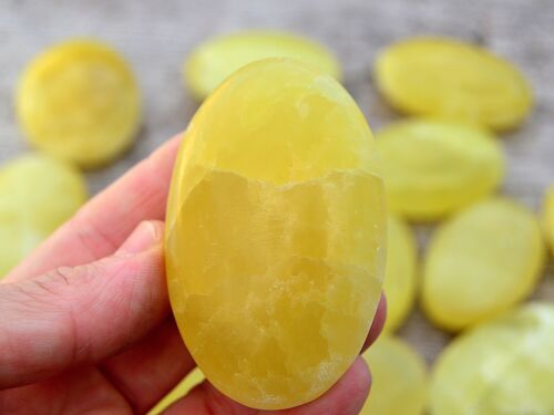 Lemon Calcite Palm Stone Lot (8-12 Pcs) - (45mm - 80mm) 1 Kg