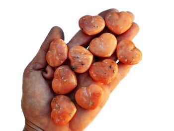 Lot de 10 cœurs de poche en calcite orange (30 mm) 1