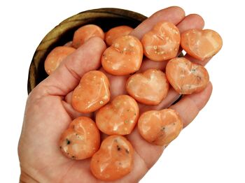 Lot de 10 cœurs de poche en calcite orange (30 mm) 3