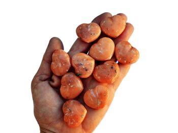 Lot de 10 cœurs de poche en calcite orange (30 mm) 6