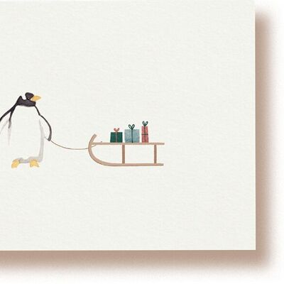 Pingouin avec des cadeaux | carte postale