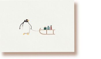 Pingouin avec des cadeaux | carte postale 1