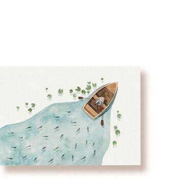 nager le long d'un bateau | carte postale 1