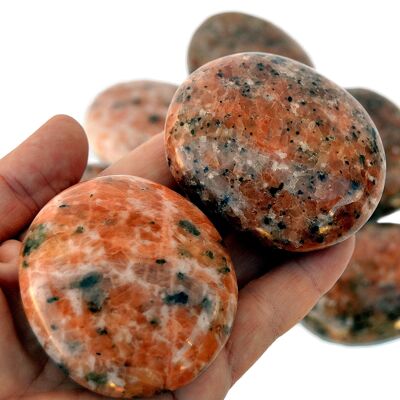 Lote de 1 kg de piedra de palma de calcita naranja (9-10 piezas) - (40 mm - 65 mm)