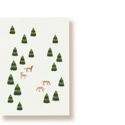Caballos en el bosque | tarjeta postal