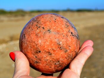 Sphère de cristal de calcite orange XXL (65 mm - 95 mm) 4
