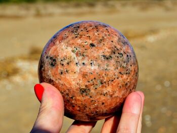 Sphère de cristal de calcite orange XXL (65 mm - 95 mm) 8