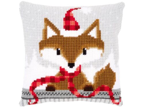 Kit coussin canevas, renard, point de croix, 40 x 40 cm