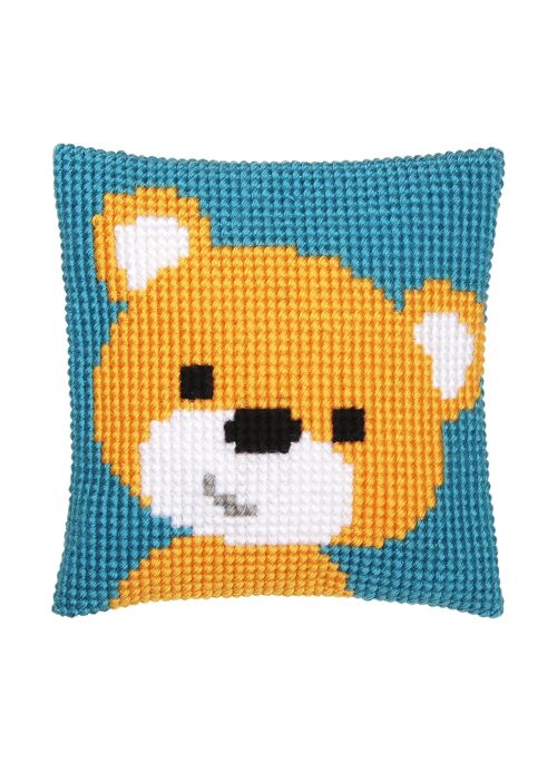 Kit petit coussin Ourson, point de croix, 25 x 25 cm