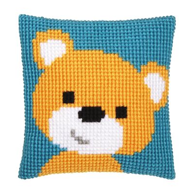 Kit petit coussin Ourson, point de croix, 25 x 25 cm