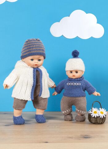 Kit à tricoter tenues bleus, 28 et 36 cm