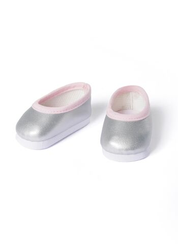 Paire de ballerines argent, poupée 40 cm 1