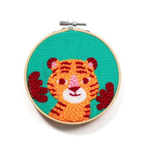 Kit punch needle tigre, 13 cm