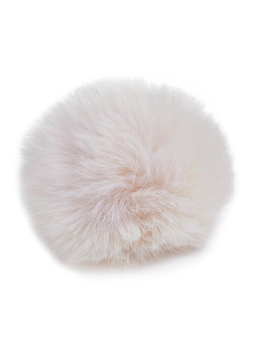 Pompon fourrure synthétique à clipser, 14 cm Cream