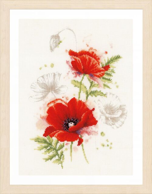 Kit tableau Coquelicots, point de croix, 23 x 31 cm